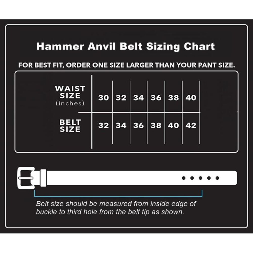 Hammer Anvil Mens Full Grain Leather 38 MM Casual Jean Belt - Picture 2 of 4